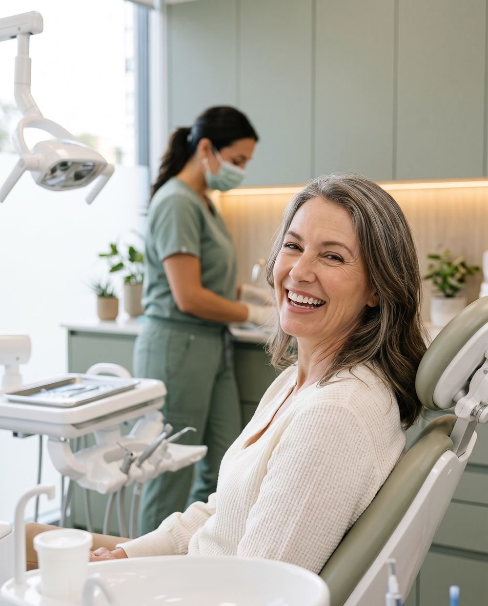 Paciente sonriendo con confianza después de recibir su prótesis dental en Smile Center Mérida